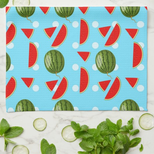 Wassermelone mit Slice Geschirrtuch (Gefaltet)