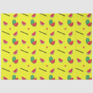 Wassermelone mit Text und Buchstabe W Muster Gelb  Seidenpapier
