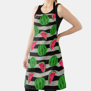 Wassermelone Moderne Schwarz-Weiß-Streifen Schürze