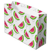 Wassermelone Muster 2 Große Geschenktüte (Rückseite Schrägansicht)