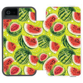 Wassermelone-Muster 2 Incipio iPhone Geldbeutel-Hülle (Folio Geöffnet)