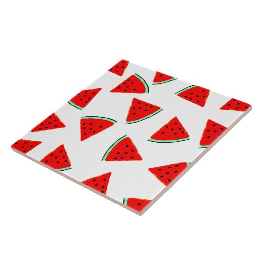 Wassermelone Muster Dreiecke Fliese (Seite)