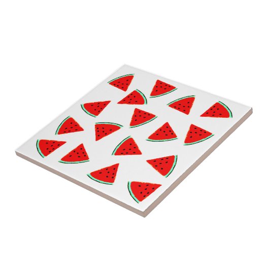 Wassermelone Muster Dreiecke Fliese (Seite)