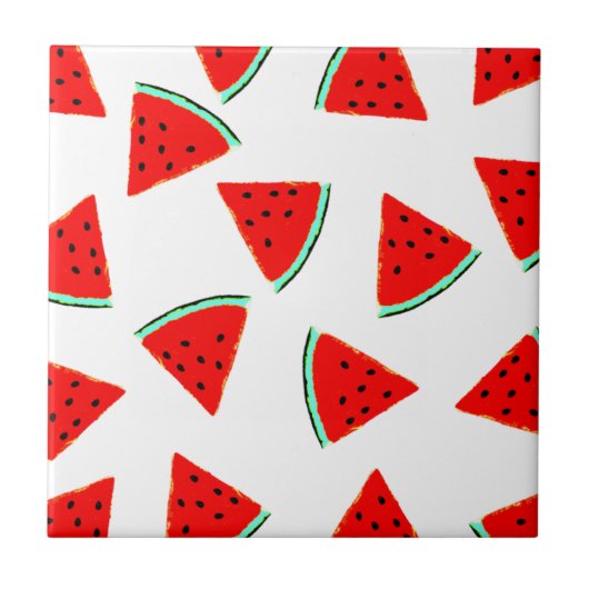Wassermelone Muster Dreiecke Fliese (Vorderseite)