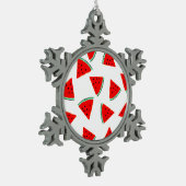 Wassermelone Muster Dreiecke Schneeflocken Zinn-Ornament (Links)