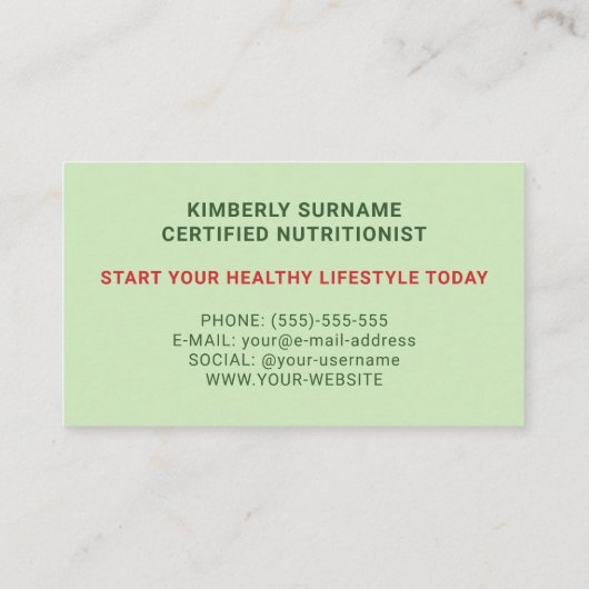 Wassermelone-Muster für Grüne Ernährung Visitenkarte (Rückseite)