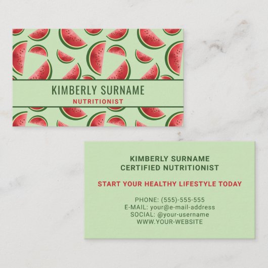 Wassermelone-Muster für Grüne Ernährung Visitenkarte (Vorne/Hinten)