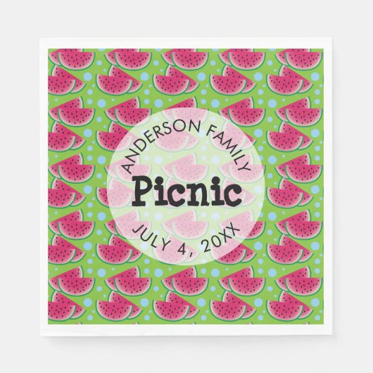 Wassermelone-Muster-Hintergrund-Familien-Picknick Serviette (Vorderseite)