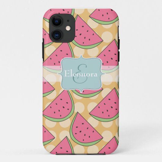 Wassermelone-Muster, orange Tupfen Case-Mate iPhone Hülle (Rückseite)