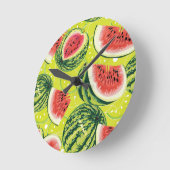 Wassermelone-Muster Runde Wanduhr (Winkel)