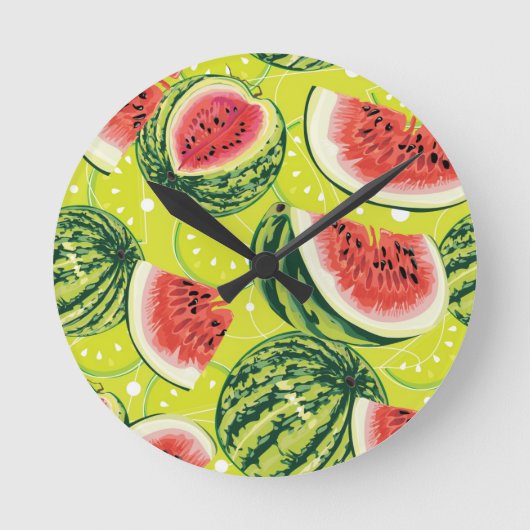 Wassermelone-Muster Runde Wanduhr (Vorderseite)