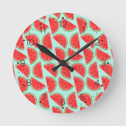 Wassermelone-Muster - Wanduhr mit Zahlen (Vorderseite)