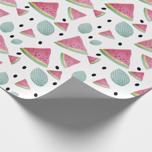 Wassermelone Muster Wasserfarbe Handgestrichen Geschenkpapier (Ecke)