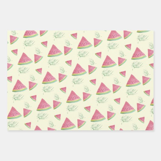 Wassermelone Muster Wasserfarbe Handgestrichen Geschenkpapier Set (Vorderseite 3)