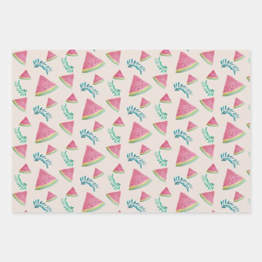 Wassermelone Muster Wasserfarbe Handgestrichen Geschenkpapier Set (Vorderseite 2)