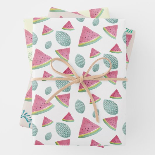 Wassermelone Muster Wasserfarbe Handgestrichen Geschenkpapier Set (Beispiel)