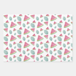 Wassermelone Muster Wasserfarbe Handgestrichen Geschenkpapier Set