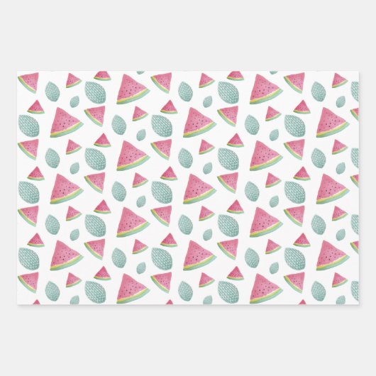 Wassermelone Muster Wasserfarbe Handgestrichen Geschenkpapier Set (Vorderseite)