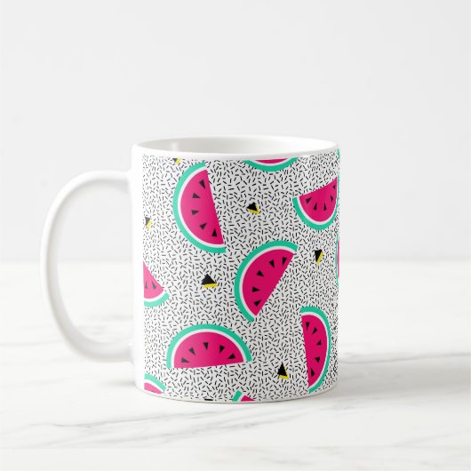 Wassermelone nahtlos Muster. Geometrischer Retrost Kaffeetasse (Links)