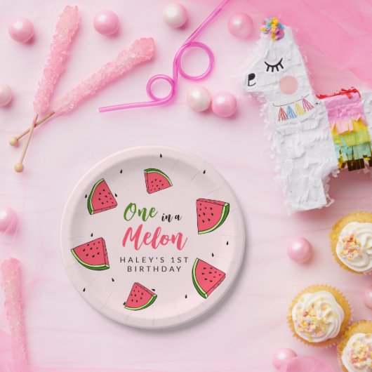 Wassermelone Niedlich eins in einem Melon 1st Baby Pappteller (Party)