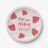 Wassermelone Niedlich eins in einem Melon 1st Baby Pappteller (Vorderseite)