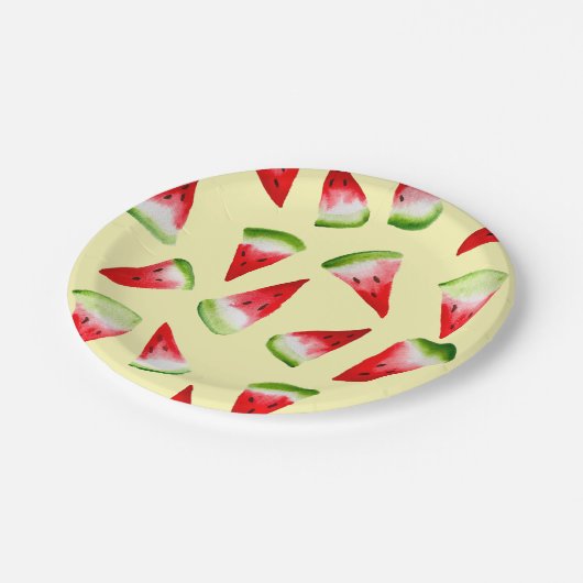 Wassermelone niedliche Früchte Pappteller (Schrägansicht)