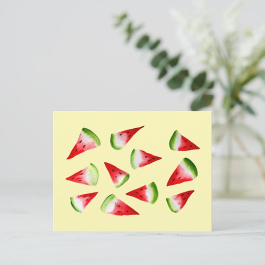Wassermelone niedliche Früchte Postkarte (Stehend Vorderseite)