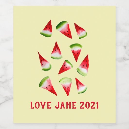 Wassermelone niedliche Früchte Weinetikett (Einzelnes Label)