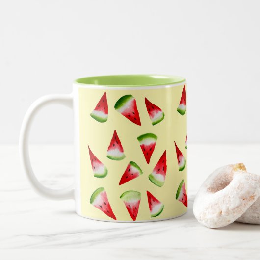 Wassermelone niedliche Früchte Zweifarbige Tasse (Mit Donut)