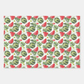 Wassermelone Obst, Wassermelone Scheiben und Blätt Geschenkpapier Set (Vorderseite 3)
