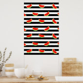 Wassermelone, Obstposter, BLACK-Streifen Poster (Küche)