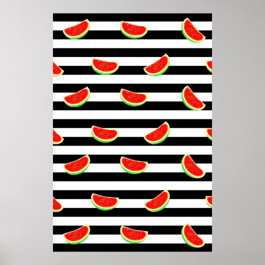 Wassermelone, Obstposter, BLACK-Streifen Poster (Vorne)