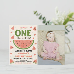 Wassermelone "One in a Melon" 1. Geburtstag Einladung