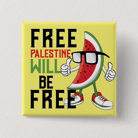 Wassermelone Palästina Freiheit Button (Vorderseite)
