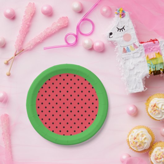 Wassermelone Papier Teller, Sommerfrucht grün rosa Pappteller (Party)