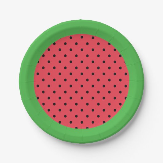 Wassermelone Papier Teller, Sommerfrucht grün rosa Pappteller (Vorderseite)