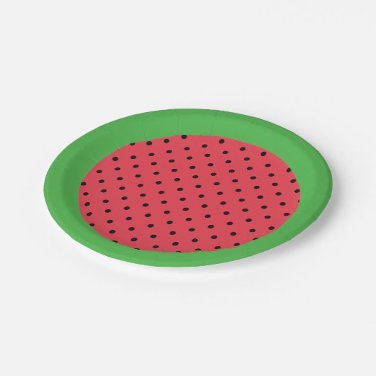 Wassermelone Papier Teller, Sommerfrucht grün rosa Pappteller (Schrägansicht)