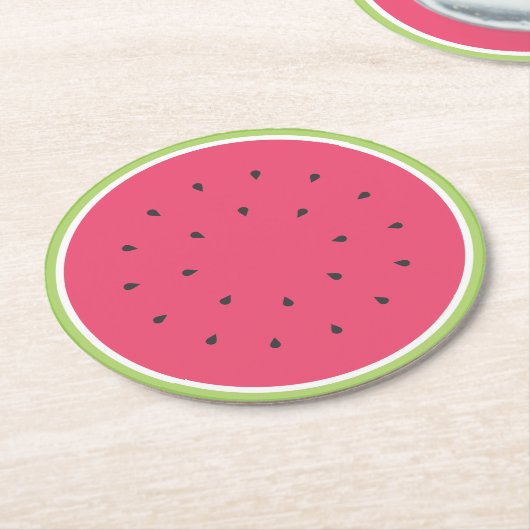 Wassermelone-PapierUntersetzer Runder Pappuntersetzer (Angewinkelt)