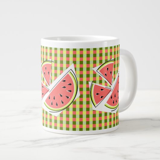 Wassermelone Pieces Karo Jumbo-Tasse (Vorderseite Rechts)