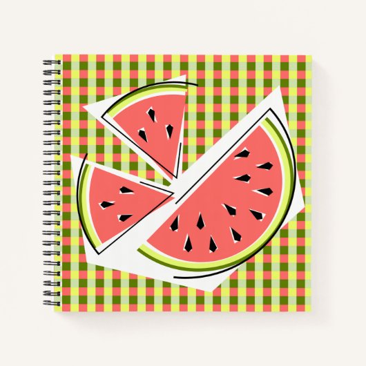 Wassermelone Pieces Karo Notizblock (Vorderseite)