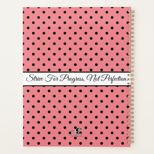 Wassermelone Pink Black Dots White Bow Personalisi Planer (Rückseite)