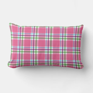 Wassermelone Pink Grün Aqua Lila Karo-Dekor Lendenkissen