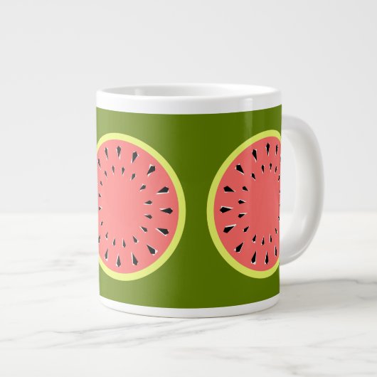 Wassermelone Pink Jumbo-Tasse (Vorderseite Rechts)