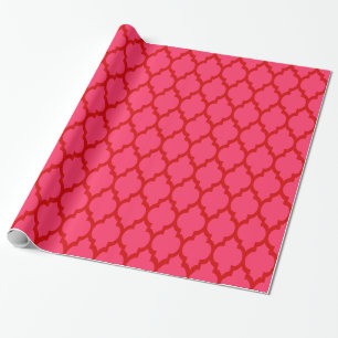 Wassermelone Pink, Rot XL Marokkanisches Vierblatt Geschenkpapier