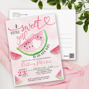 Wassermelone Pink Wasserfarbe Kinderdusche Postkarte