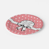Wassermelone Pink White Polka Dots Bow Personalisi Pappteller (Schrägansicht)