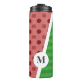 Wassermelone Polka Punkte und Streifen: Monogramm Thermosbecher (Vorderseite)