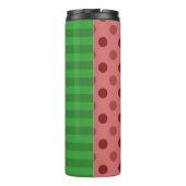 Wassermelone Polka Punkte und Streifen: Monogramm Thermosbecher (Rückseite)