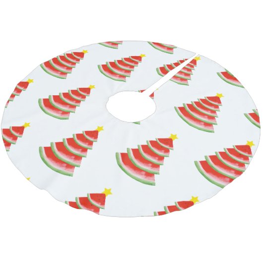 Wassermelone Polyester Weihnachtsbaumdecke (Schrägansicht)