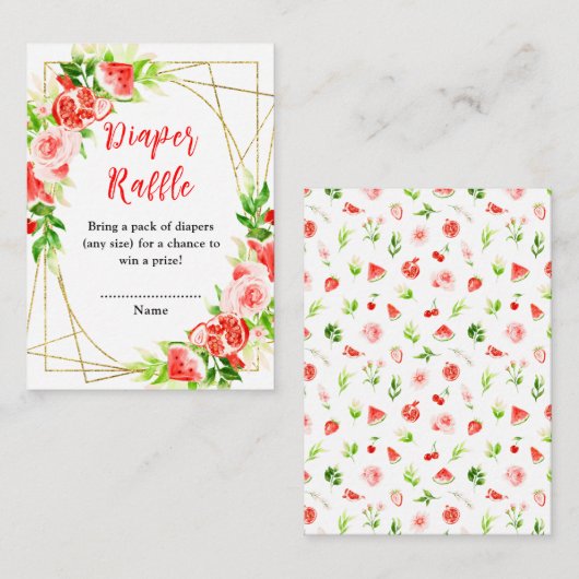 Wassermelone Pomegranate Babydusche Windelwanne Begleitkarte (Vorne/Hinten)